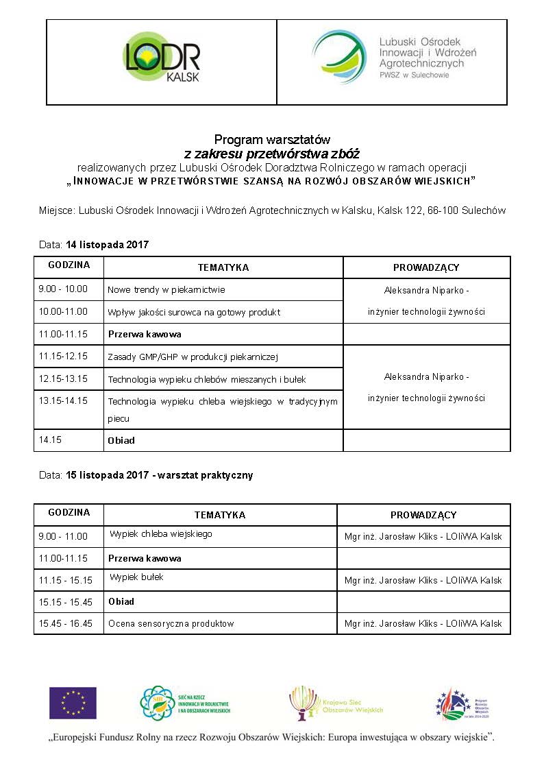 Agenda warsztaty zboza