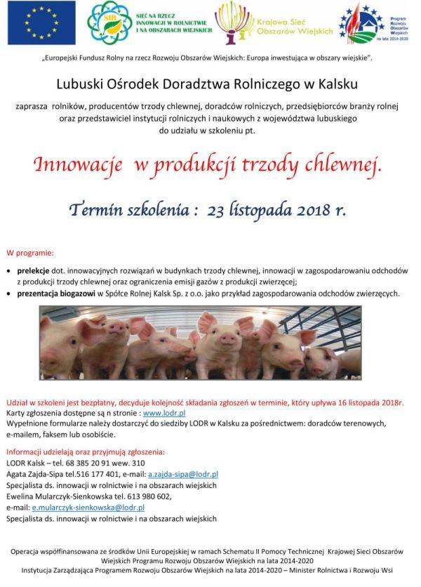 Ogloszenie innowacje produkcji trzody chlewnej