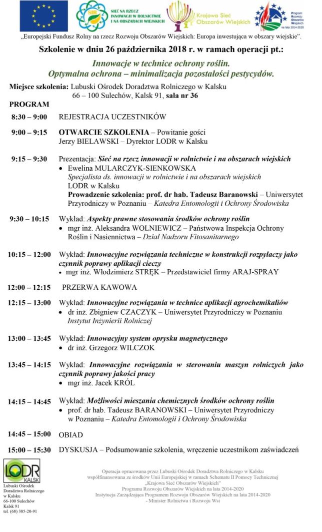 Program  Innowacje w technice ochrony roslin